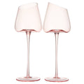 Pink Slanted Wine Glasses Set of 2 Red Blush Color 18oz