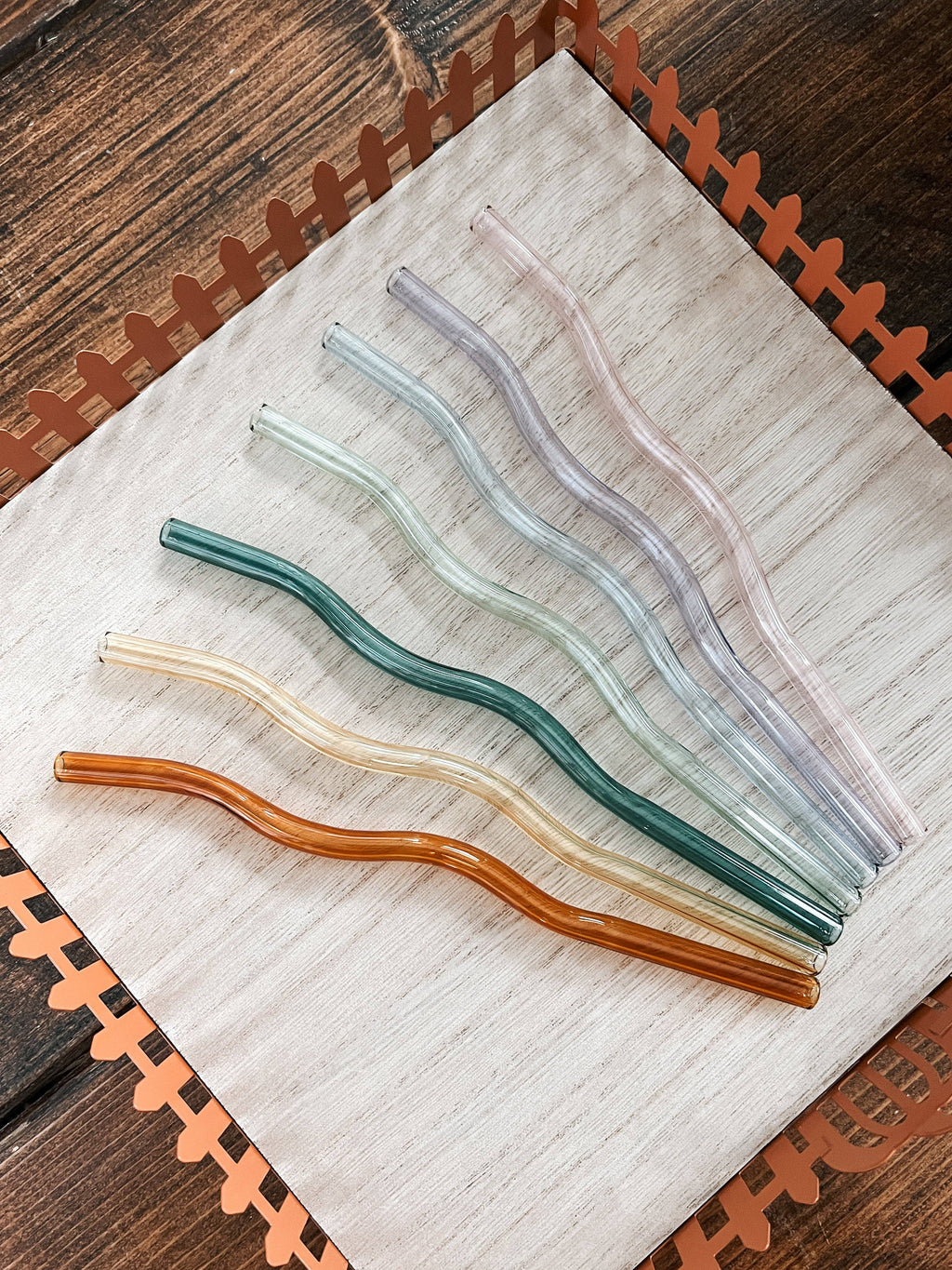 Purple Wavy Reusable Glass Drinking Straw