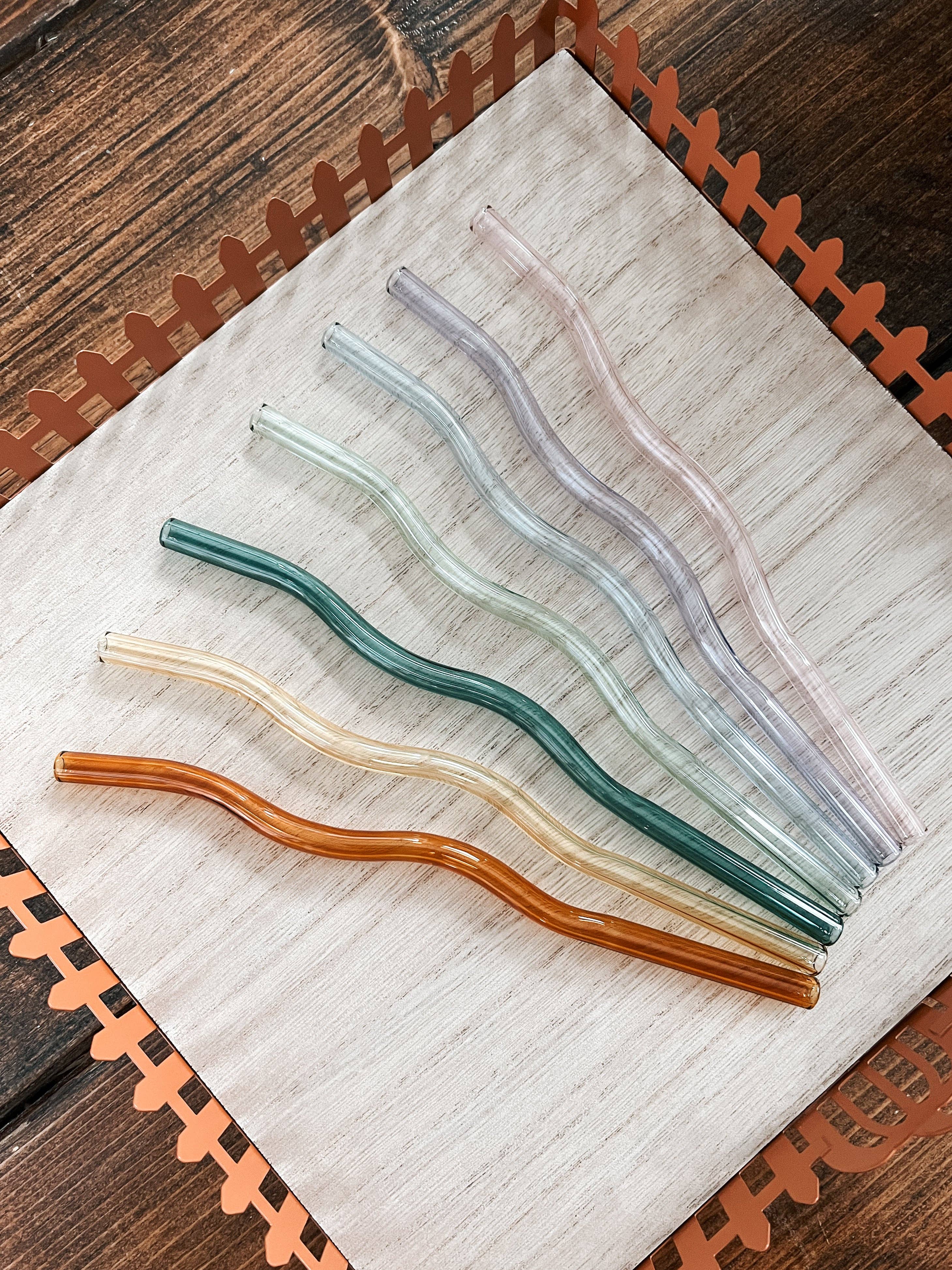 Purple Wavy Reusable Glass Drinking Straw