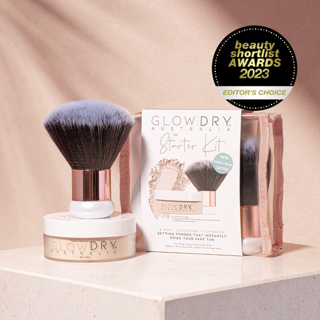 GlowDry Fake Tan Drying Powder - Starter Kit - 30g & Brush